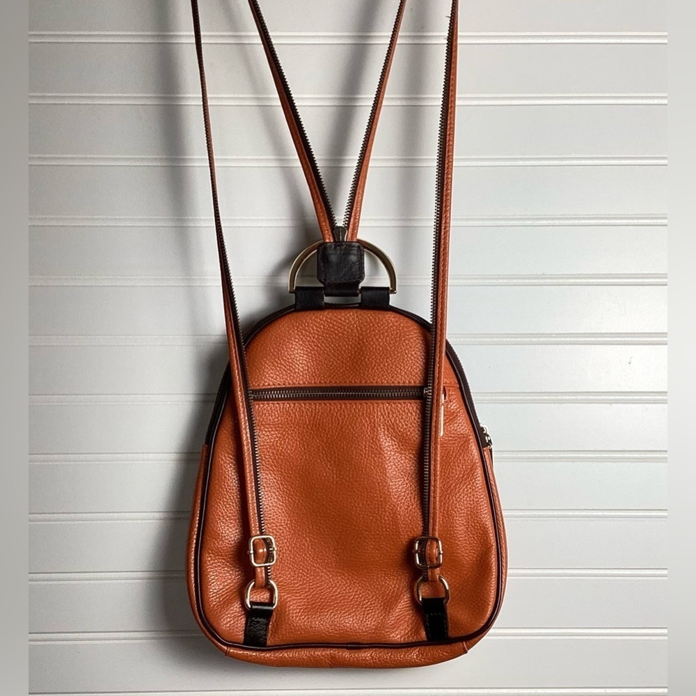 Valentina Backpack converter Purse BrownWith Black Trim Excellent Condition - Picture 7 of 14
